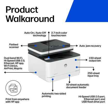 HP LaserJet Pro MFP 3101sdw Wireless All-in-One Laser Printer, Office Printer, Duplex, Best-for-Small Teams (9D2X4F)