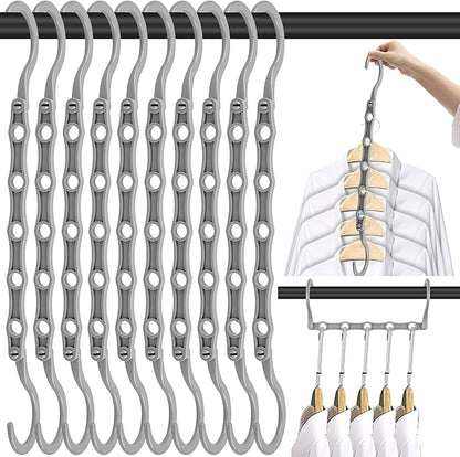 DUCOO 10 PCS Space Saving Hangers, 5-Hole Magic Hangers