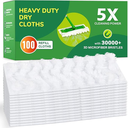 100ct Dry Sweeping Cloths for Swiffer Sweeper Mop, Heavy Duty Microfiber Duster