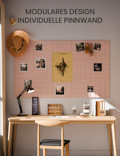 Bumusty Large Cork Board Alternative-36 x 24" Felt Bulletin Board Tiles, with 30 Pushpins, 40 Adhesive Tabs, Bold-Stripe 6-Pack, Cork Boards for Office Push Pin Board Felt Board-Pink