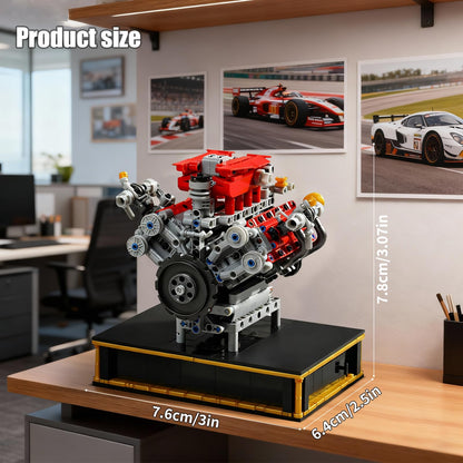 NERCISU V8 Engine Technic Building Blocks Set That Runs Smoothly, Build Your Own 8 Cylinder Visible Dynamic 488 Engine Model Kit with Motor, STEM Educational Gift for Adults & Boys Ages 8+(1123PCS)