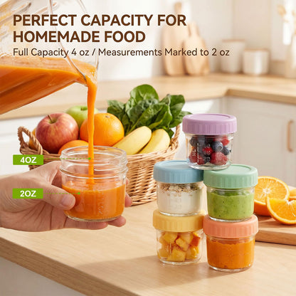BOMEX 4oz Glass Jars with Lids Salad Dressing Container To Go Small Clear Glass containers for Wedding Favors Crafts Food Sample Storage Sauce Dressing Spice Jars 6 Pack