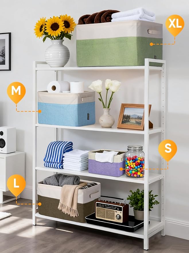 BALEINE 2 Pack Fabric Closet Storage Bins for Shelves, Linen Closet Organizers and Storage, Decorative Baskets for Organizing, Shelf, Clothes, Home, Office (Skyblue, 15''x11''x9.5'')