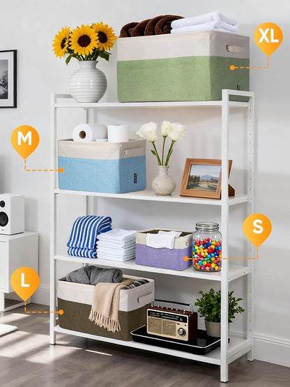 BALEINE 2 Pack Fabric Closet Storage Bins for Shelves, Linen Closet Organizers and Storage, Decorative Baskets for Organizing, Shelf, Clothes, Home, Office (Skyblue, 15''x11''x9.5'')