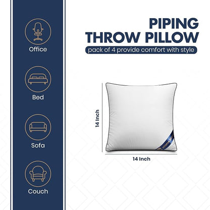 Utopia Bedding Throw Pillow Inserts (Pack of 4, White), 14 x 14 Inches Decorative Indoor Pillows for Sofa, Bed, Couch, Cushion Sham Stuffer