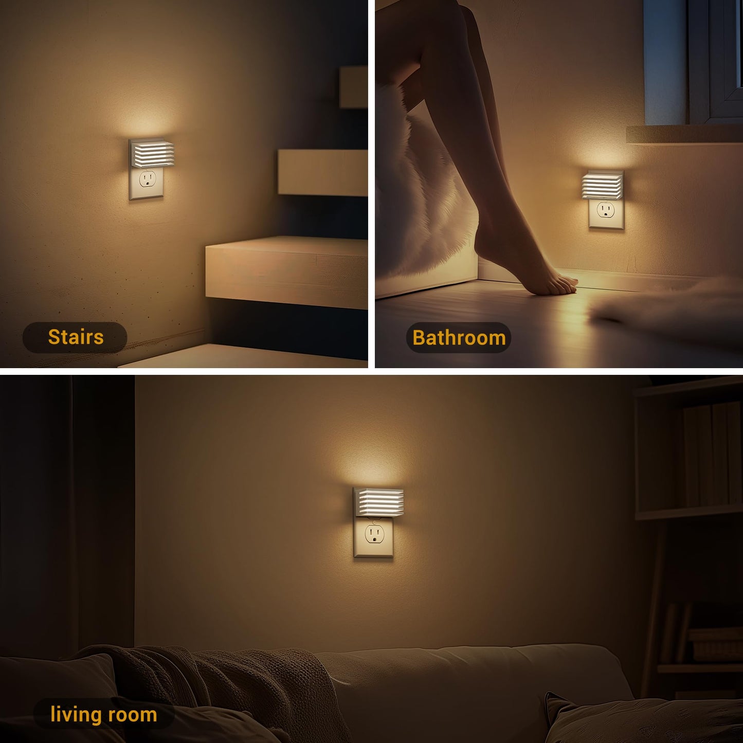 JandCase LED Night Light, [2 Pack] Night Lights Plug into Wall with Dusk to Dawn Sensor, Dimmable Plug in Night Light, Adjustable Brightness, 3000K Soft White Nightlight for Bedroom Bathroom Hallway