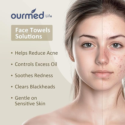 Ourmed Life Face Towels, Disposable Biodegradable Facial Towels