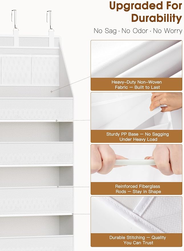 Criusia Over the Door Organizer, Heavy-Duty 6-Shelf Hanging Storage