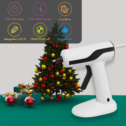MONVICT Cordless Hot Melt Glue Gun, Smart Power-Off with 2.2 Ah Built-in Battery USB-C Rechargeable Mini Glue Gun Kit, 40 Pcs Glue Sticks, 10 Pcs Craft sticks, Carrying Case for DIY Craft Gift, White
