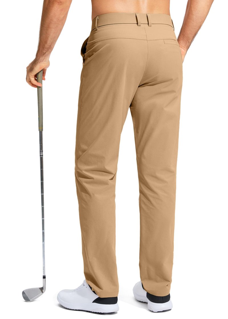 Pudolla Men's Golf Pants Work Dress Comfy Pants Casual Slacks Trousers with Pockets(Dark Khaki 42Wx34L)