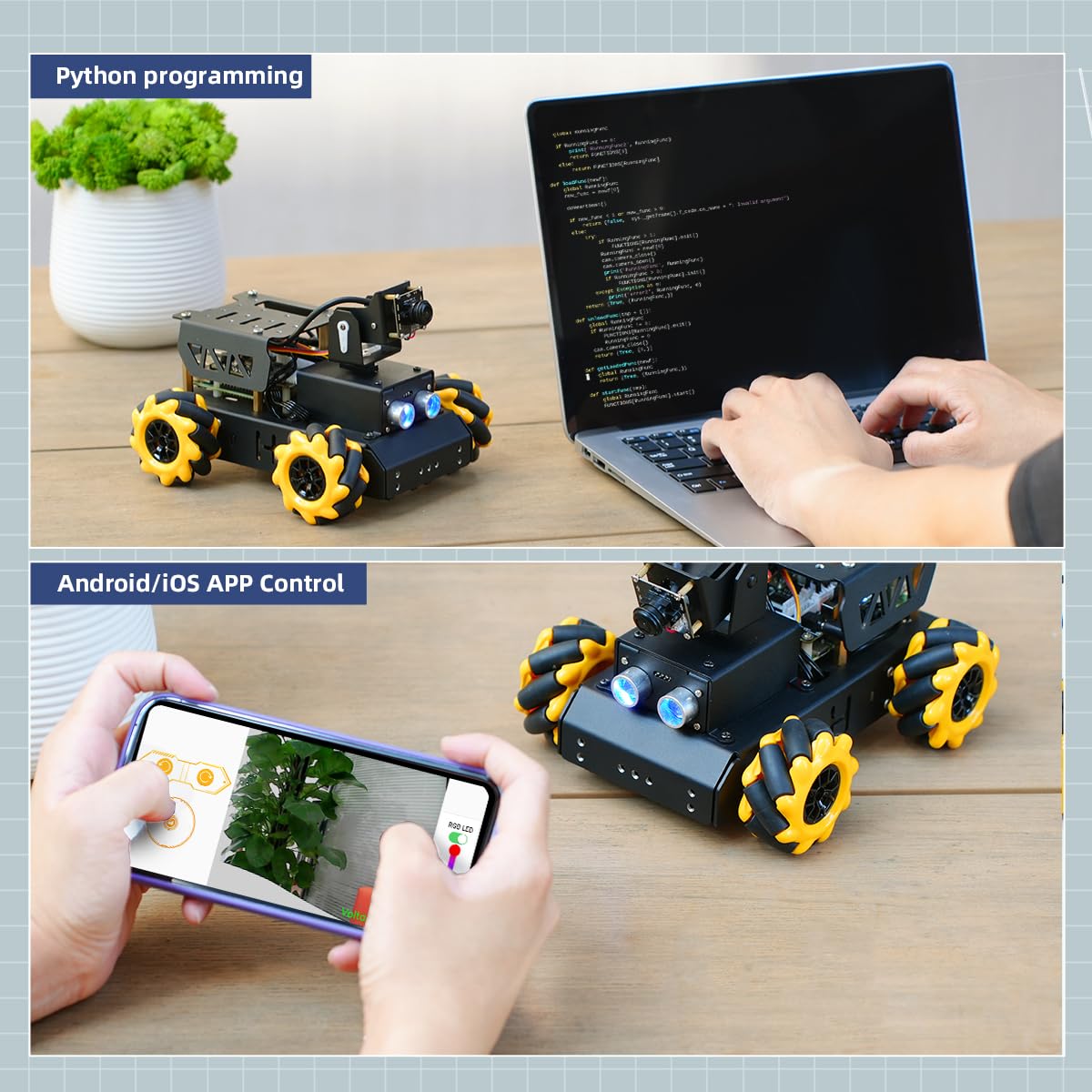 HIWONDER ROS2 Robot Car with ChatGPT Large AI Model Vision & Voice Understanding Python Programming Open Source DIY Robot Kit for Teens, TurboPi Advanced Kit & Raspberry Pi 5 16GB