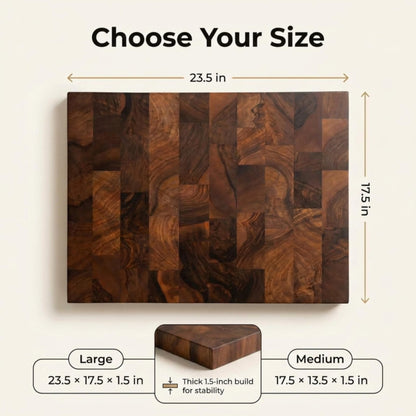 Walnut Butcher Block Cutting Board – Non Toxic, Solid Wood Cutting Board with Juice Groove - Wooden Charcuterie Boards for Serving Food - Wooden Chopping Board Set – Premium Dark Hardwood