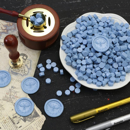 Wax Seal Beads 1500pcs (1.1lb), Premium Pearlescent Sealing Wax Pellets for Stamp Seals, Wedding Invitation, Letter Envelope, Thanks Card & Scrapbook DIY Crafts & Bridal Crafts (Dust Blue)