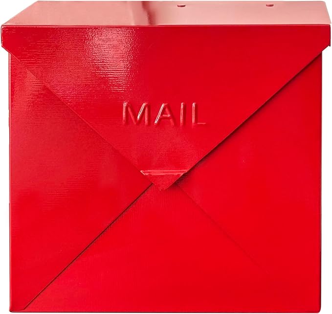 NACH Mailboxes for Outside Wall Mount, 10 x 10 x 4 inch Red Mail Boxes for House Outside, Waterproof Mailboxes for Outside - Chicago Style Mail Box