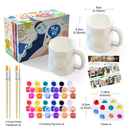 Roaxkois Ceramic Painting Set | Cup Painting Set Contains Cups, Brushes, Paints and Painting Instructions | Pottery Set for the Home | Craft Set for Adults