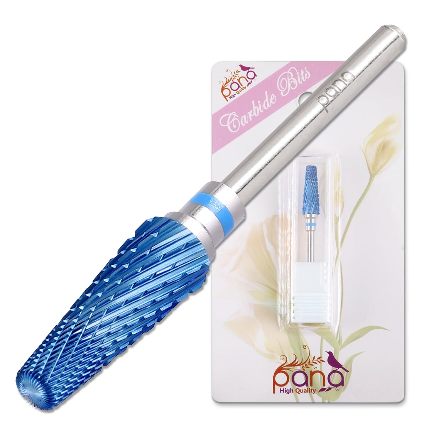 PANA Nail Carbide 5 in 1 Bit - Two Way Rotate use for Both Left and Right Handed - Fast Remove Acrylic or Hard Gel - 3/32" Shank - Manicure, Nail Art, Drill Machine (Fine - F, Silver)