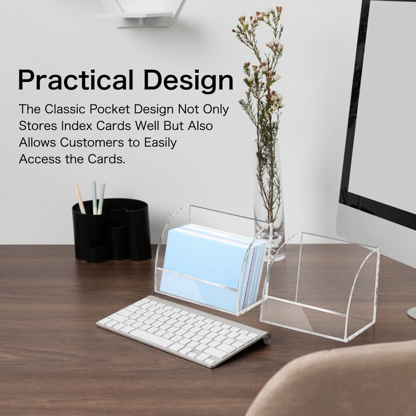 2 Pack Index Card Display Stand 3x5 Acrylic Card Holder for Desk File Note 4x2.4x5.4 Inch Clear Postcard Stand Index Card Rack Acrylic Business Card Stand for Office Business Classroom (No Card)