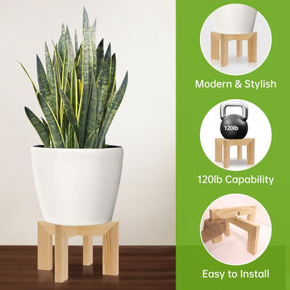 2 Pack Wood Plant Stand Indoor Holders for Plants, Sturdy Flower Pot Stands Plants Shelf, Wooden Stool for Patio Plant Stand, Fit 5-18 Inch Variety Flower Pots, Easily Assemble (2 Pack-White)