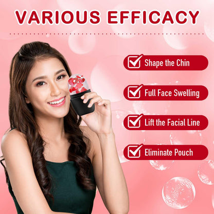 XHJRI Ice Cube Roller Massager for Face, Eyes and Neck Naturally Conditioning and Skin Care,De-Puff Eye Bags,Reduce Migraine Pain,Reusable Massage Silicone Ice Mold (Pink)