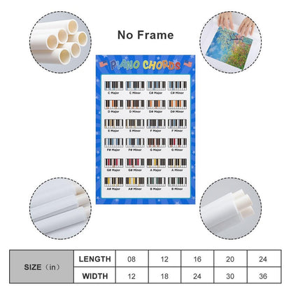 LINWDSB Piano Chords Poster Keyboard Key Poster Cheatsheet Note Chart Essential Piano Accessories Unframe style-5 12x18inch(30x45cm)