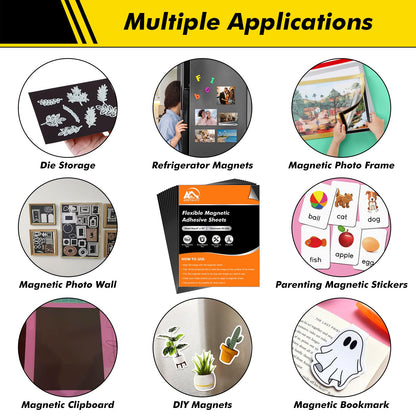 Aertiavty 24 Packs Magnetic Sheets with Adhesive Backing 8.5x11 Inch Adhesive Magnetic Sheets for Dies Storage - 20 Mil Magnetic Contact Paper Peel and Stick, Magnetic Strips with Adhesive Backing
