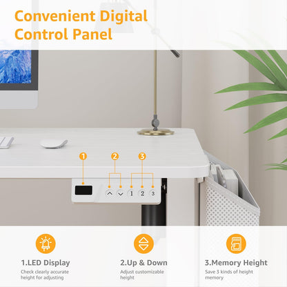 KLUVIS White Electric Standing Desk - 32 Inch Small Adjustable Height Stand up Desk for Writing Study Work, Mini Sit to Stand Desks Workstation for Small Space Adult Boys Girls Bedroom Home Office