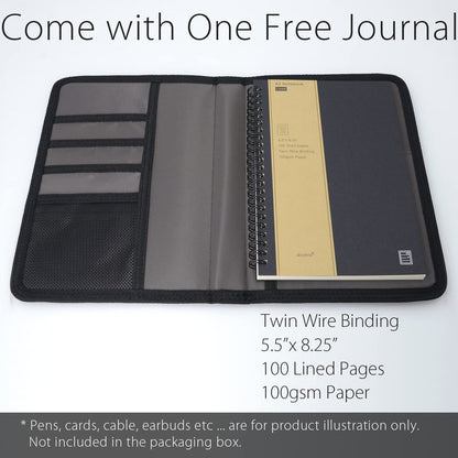 diodrio Journal Notebook Cover for Travel 5.5 x 8.25 A5 Moleskine LEUCHTTURM 1917 Journal Notebook Planner Sketchbook Legal Pad, refillable, Water Resistant, Elastic Band, Inner Pockets, Black