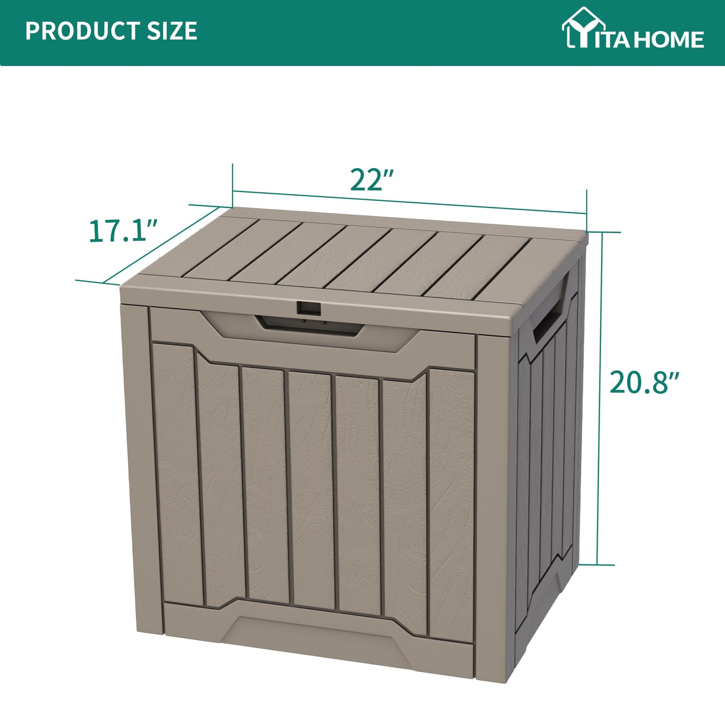 YITAHOME 31 Gallon Outdoor Storage Deck Box, Waterproof Resin Package Delivery and Storage Box with Lockable Lid for Patio Furniture Cushions, Pool Accessories, Garden Tools, Taupe