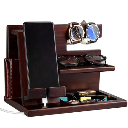 awofer Wood Phone Docking Station for Men - I Love You Forever - Personalized Anniversary Idea for Him, Husband, Boyfriend