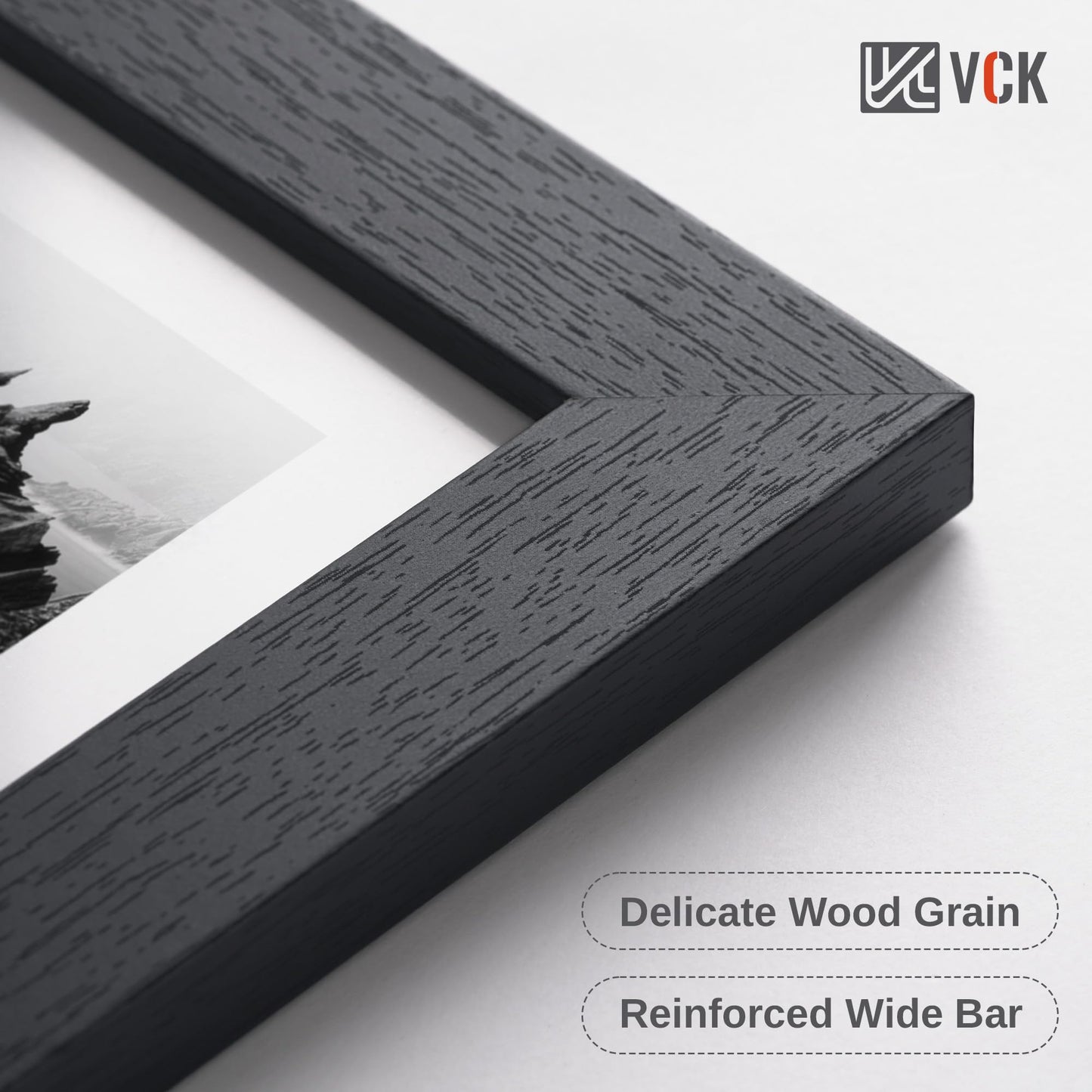 VCK 8x10 Picture Frame Set of 3, Black Wood 8 x 10 Photo Frames for Wall Mounting Horizontally & Vertically