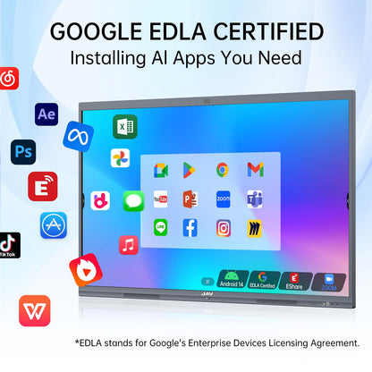 JAV Smart Board 4K UHD Interactive Whiteboard with EDLA Certification Built-in Android OS for Classroom Office Home Digital Display 8+128 GB for Hybrid Work (75 Inch)