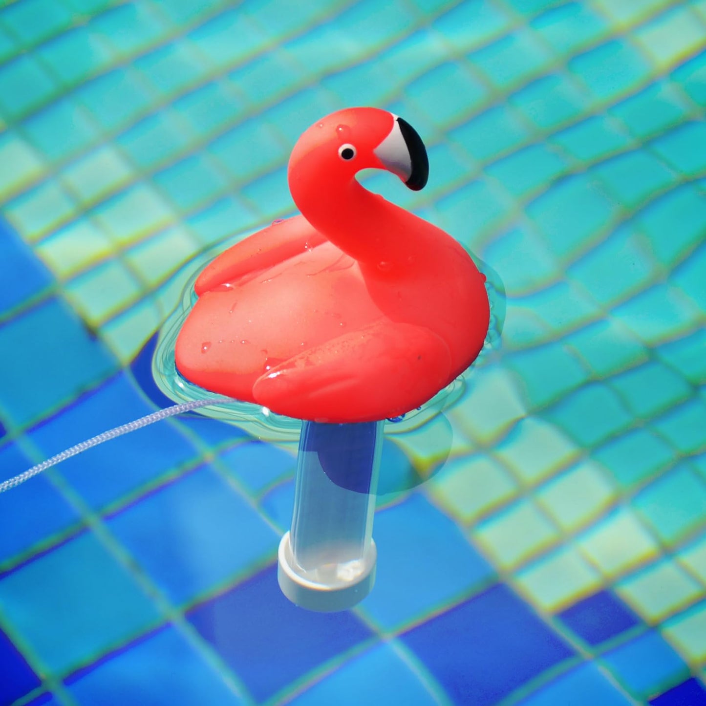XY-WQ Floating Pool Thermometer, Large Size Easy Read for Water Temperature with String - Swimming Pools, Spas, Hot Tubs, Ponds (Flamingo)