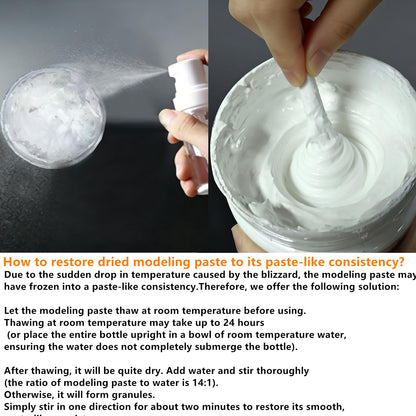 Acrylic Modeling Paste 3D Art Texture Paste 9.88oz/280ml, Ideal for Wood/T-Shirts/Glass/Stone, Sculpting Material Fast Drying Gesso Alternative DIY Crafts Projects (Modeling Paste with Bags)