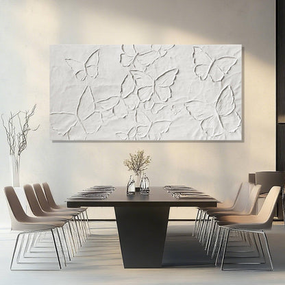 SHEYOYE White Minimalist Wall Art | Canvas Painting, Butterfly Modern Abstract Art Wall Decor for Bedroom, Living Room and Office Hallway Wall Decor 24" x 48"