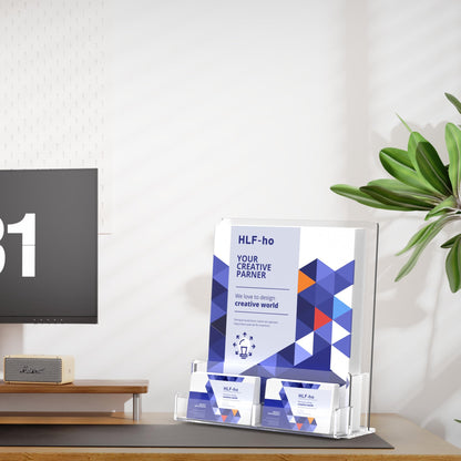 HLF-ho Brochure Holder 8.5x11 Inch Acrylic Literature Holders Clear Flyer Display Stand with Business Card Slot Pamphlet Holder Multi Purpose Organizer for Office, Lobby, Hotels, Trade Shows, 4 Pack