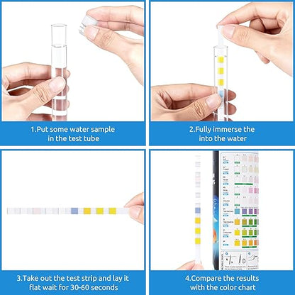 SEAOURA 9-in-1 Aquarium Test Kit for Fish Tanks - 65 Strips Water Testing Strips for Aquariums & Ponds Accurate Testing Iron，Copper，Nitrate，Nitrite，Chlorine，Hardness，Alkalinity，Carbonate，pH