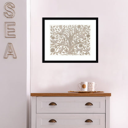 Amanti Art Framed Wall Art Print 17x21 Animal Tree by Elizabeth Medley, Animals Wall Art, Whimsical Decor, Small Poster Painting Artwork for Living Room, Bedroom, Bathroom, Kitchen, Office or