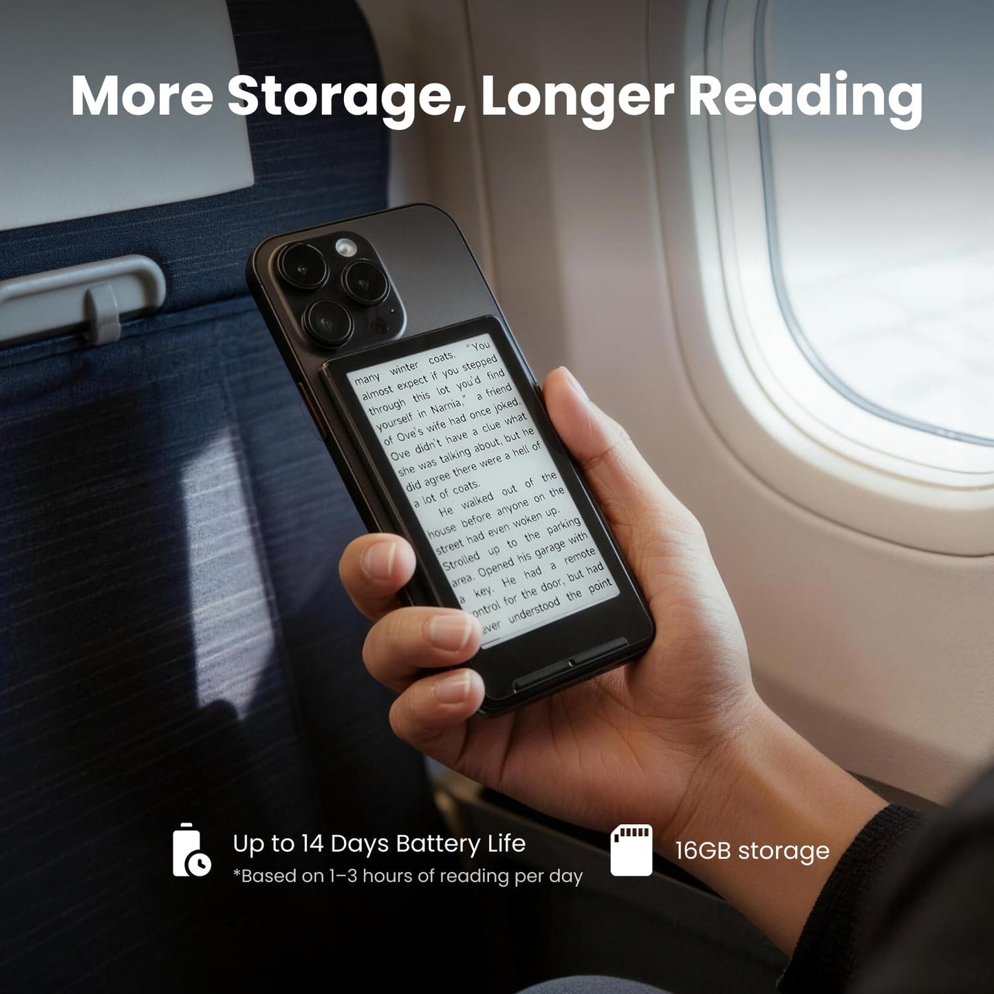 XTEINK X4 E-Book Reader (Developer Edition), 4.3" Pocket E-Ink eReader, Physical Page-Turn Buttons, Ultra-Thin 0.23" & 2.72 oz, Magnetic-Ready Design, Distraction-Free Reading, 16GB, Space Black