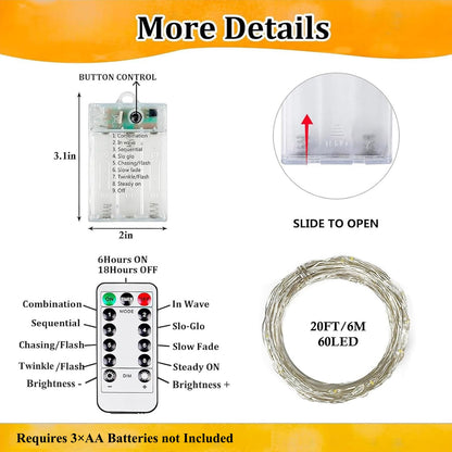 4Pack 80FT 240LED Fairy Lights Battery Operated with Remote & Timer | 8 Modes Twinkle String Lights Battery Powered Indoor Outdoor Waterproof for Bedroom Wedding Classroom Christmas Décor, Warm White