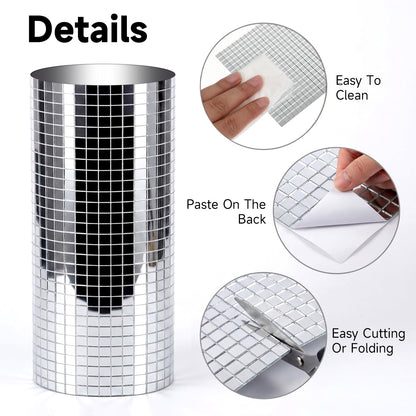 Yuanan 12000 PCS Disco Ball Mirror Tiles, 5×5 mm Self Adhesive Mirror Mosaic Tiles Bulk Glass Mosaic Stickers Extra Sticky for DIY Crafts, Flower Pots, Glassware, Cups, Party and Home