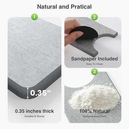 20" x 4" Stone Faucet Mat for Kitchen Sink, Quick Drying Diatomite Sink Tray