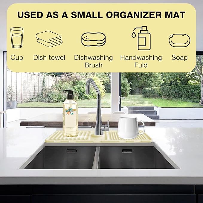 Faucet Mat for Kitchen Sink – Adjustable Silicone Sink Splash Guard