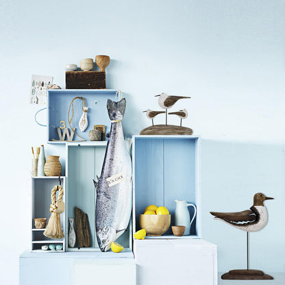 wovorins Wood Bird Statue Nautical Decor Decorative Seagull Sculpture Hand Carved Wooden Sea Birds Figurine Coastal Ocean Beach Themed Decoration for Home Yard Bathroom Living Room (B)
