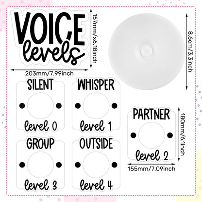 Honoson Voice Level Chart for Classroom with 5 Pack Magnetic Puck Lights Noise Level Chart Teacher Educational Management Supplies for Elementary School Preschool Music Class (Mordern,White)