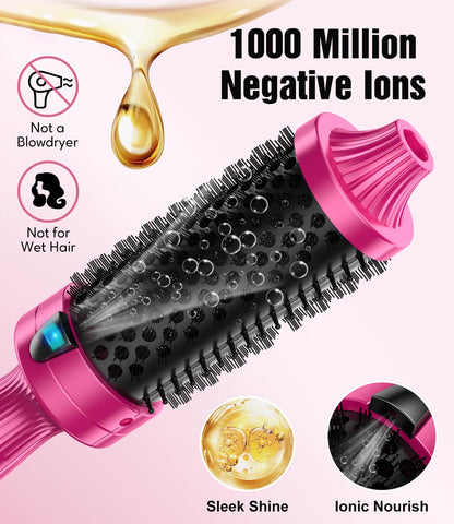 Terviiix Thermal Brush Get Voluminous Style, Quick Heating Hot Brush, Ceramic Tourmaline Ionic Heated Curling Iron, Digital Display 9 Temperatures Curling Wand, Dual Voltage, 1.5 Inch