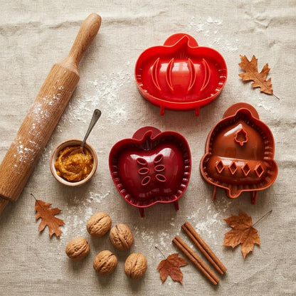 Fogun Hand Pie Molds for Home Baking,Set of 3 Mini Pocket Pie Dough Press, Apple Pumpkin Acorn Shapes,BPA-Free Plastic Baking Tool for Festivals and Parties,One Press Pastry Hand Pie Maker