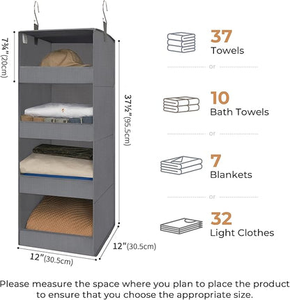 GRANNY SAYS 4-Shelf Hanging Organizer, Closet Hanging Shelves, Closet Hanging
