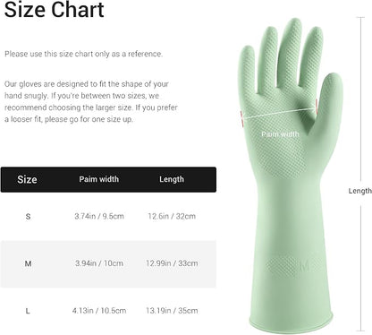 ThxToms 4 Pairs Reusable Rubber Gloves, 13" Natural Latex, 10mil Thick Heavy Duty Dishwashing & Cleaning Gloves, Non-Slip Grip, Multi-Color, Ideal for Kitchen, Bathroom, Car, & Garden Cleaning, Large