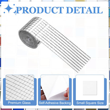 HARFINGTON 8000 Pcs Mirror Mosaic Tiles 5 x 5 mm Square Glass Self-Adhesive Disco Ball Mirror Tiles Sticker for DIY Craft Decoration Art Collage Card Making, Silver