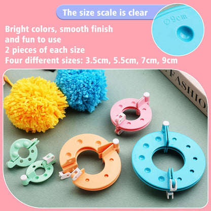 FTEVEN 41Pcs Pom Pom Maker, 8 Size Pompom Maker Kits with Warped Head Scissor and Instruction, Used for Fluff Ball Weave DIY Crochet Knitting, Pom Pom Maker for Yarn Knitting Craft Project